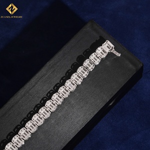 Pulsera de tenis de moissanita chapada en rodio de plata 925 ZUANFA con corte esmeralda y engaste de puntas, pulsera de lujo para mujer - Product Image 5