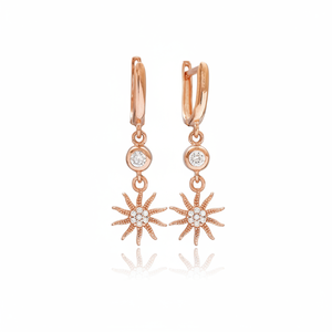 Sun Design Zircon Stone Everyday Fine Jewelry Handcrafted Wholesale Turkish 925 <b>Silver</b> Sterling <b>Dangle</b> <b>Earrings</b> - Product Image 2