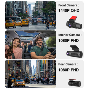 Actory-Cámara de salpicadero delantera y trasera con memoria 64G 3 Wifi ar VR 1440P 3 canales, cámara de salpicadero interior estilo barril - Product Image 3