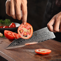 Pisau Koki Dapur Baja Damaskus, Set Pisau Koki Dapur Profesional 3 Pcs 67 Lapisan Jepang dengan Pegangan Premium G10