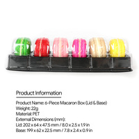 Boîte d'emballage en plastique transparente pour macarons, avec insert en blister PET à 6 trous, pour la présentation de biscuits et de desserts