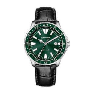 43mm <b>Black</b> Rotating Bezel Japanese Miyota 9015 Automatic Sapphire <b>Men</b> <b>Watch</b> BGW9&C3 Luminous Number Genuine Leather Strap - Product Image 5