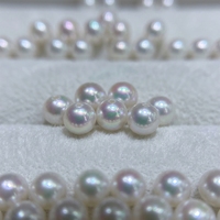 Perles de culture d'eau douce naturelles blanches à fort lustre, demi-percées, rondes, qualité AAAAA, pour la fabrication de bijoux DIY
