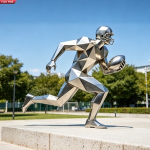 YOUFINE Escultura de Jugador de Tenis de Mesa en Acero Inoxidable Pulido Geométrico, Estatua de <span class=keywords><strong>Ping</strong></span> Pong de Metal de Tamaño Real para Arte Público - Product Image 6
