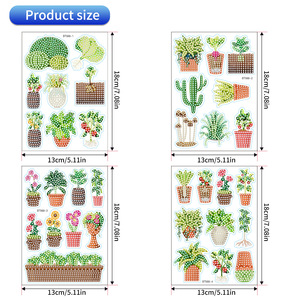 ホットサボテン鉢植えDIYステッカーウォールステッカー手作りデカール5Dクリスタルダイヤモンドステッカー - Product Image 2
