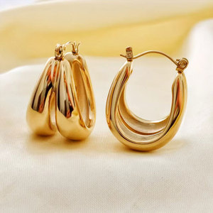 Pendientes de Aro Finos de Acero Inoxidable 316L con Baño de Oro PVD de 14k y 18k para Mujer - Product Image 3