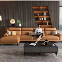 Mobilier design italien de maison Canapé de salon moderne Grand canapé modulable en cuir de haute qualité en acier inoxydable extensible