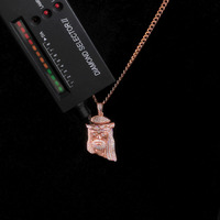 NUOYA Bijoux fins pour femmes Pendentif tête de Jésus en argent 925 Iced Out VVS Moissanite Pendentif à breloque plaqué or rose pour cadeaux
