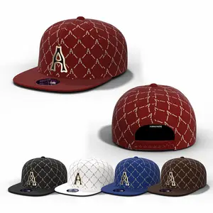 OEM/ODM stilvoll bedruckte Baumwolle 6 Panel benutzer definierte Logo goldenen Buchstaben hochwertige Luxus angepasst Baseball Snapback Hüte Kappen