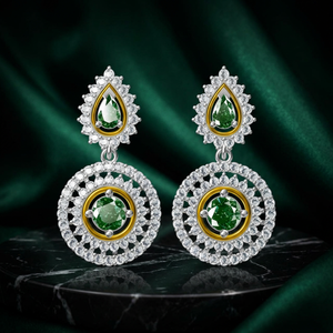 Juego de Collar y Aretes de Plata Esterlina 925 con Baño de Oro Rosa, Joyería Moderna con Circonita Cúbica Verde, Hecho a Mano, Venta al Por Mayor - Product Image 3