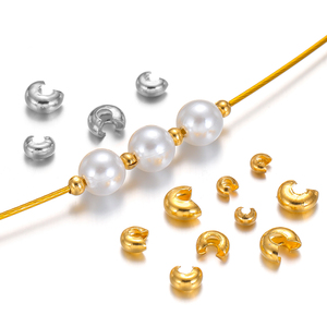 50 cái/túi 304 không gỉ steel18k mạ Vàng định vị đính cườm hạt Bìa mở uốn Bead bao gồm cho vòng cổ đồ trang sức làm - Product Image 2