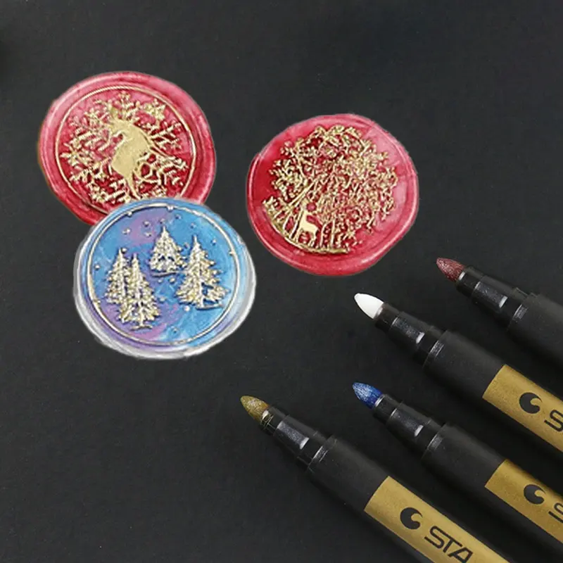 Metalik işaretleyici kalem s sızdırmazlık balmumu damga renk işaretleyici kalem için mühür mumu pullar vurgulayıcı işaretleyici kalem kalıcı