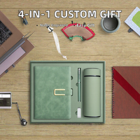 Ensemble cadeau 4-en-1 personnalisé : carnet, stylo, clé USB et bouteille d'eau en acier inoxydable avec nom gravé pour la fête des pères, la remise des diplômes ou les événements d'entreprise