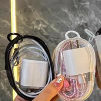 Dompet koin Mini PVC terlaris kotak penyimpanan Headphone bening gantungan kunci dompet pengisi daya kabel Data solusi penyimpanan plastik tahan lama