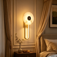 Lampe murale décorative d'intérieur de luxe en cuivre massif, style moderne, alabâtre espagnol, pour villa, salon, hôtel, escalier, chambre à coucher
