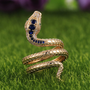 Anello a Forma di Animale F425 con Zaffiro Naturale e Incastonatura Pavé, Gioiello Unisex alla Moda, Idea Regalo - Product Image 4