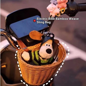 Cesta frontal Retro Universal para niños, <span class=keywords><strong>bicicleta</strong></span> Scooter, cesta de almacenamiento de gran capacidad, bolsa colgante de ratán para <span class=keywords><strong>bicicleta</strong></span> eléctrica - Product Image 3