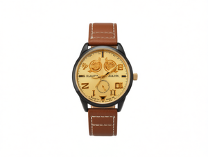 Orologio al Quarzo Analogico da Uomo Hyf A223 con Cinturino in Pelle, Cassa in Acciaio Inossidabile, Design Classico Rotondo, Display Data, Colori Misti - Product Image 1