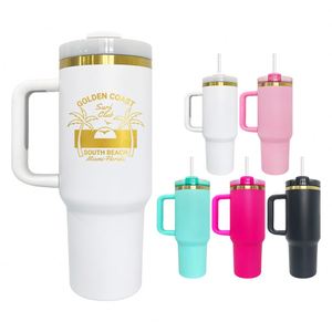 Vasos Personalizados con Logotipo H2.0, Recubrimiento en Polvo, Grabado Personalizado, 40 oz, Holográficos Dorados, con Asa - Product Image 3