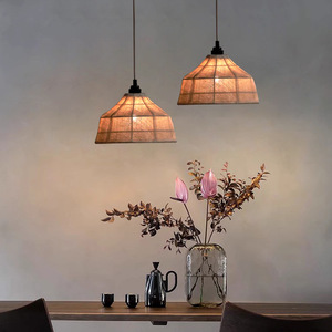 Lampe suspendue Wabi Sabi ronde, base d'ampoule E27, diamètre 30 40 50 60 cm, pour restaurant, bar, café, style chinois - Product Image 4
