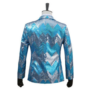 男士闪亮夹克带领结连衣裙渐变2022亮片连衣裙单扣舞台表演服装 - Product Image 4