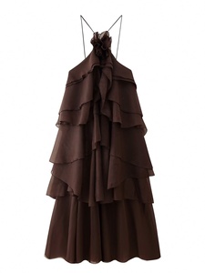 Vêtements pour femmes européennes et américaines en vente flash sur <span class=keywords><strong>AliExpress</strong></span>, robe dos nu à bretelles ornée <span class=keywords><strong>de</strong></span> fleurs - Product Image 5