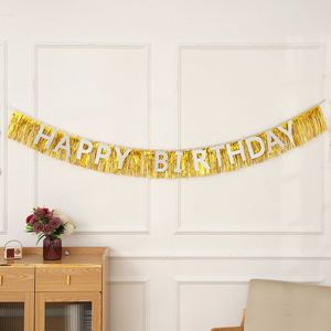 Happy Birthday Fringe <b>Letter</b> Banner Tinsel Curtain Backdrop Wall Hanging Decor Photo Booth Prop for Kids Party - Product Image 4