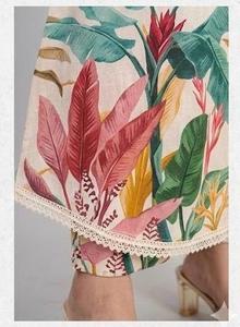 Tissu de qualité supérieure, élégant, finition lin doux, pour vêtements féminins, polyester, imprimé numérique, 100% polyester. - Product Image 2