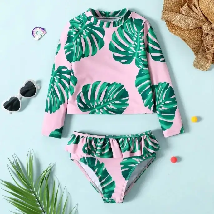MLY – maillot de bain personnalisé à manches longues pour fille, bikini pour enfants
