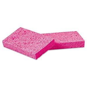 Éponge en cellulose rose petite Boardwalk CS1A, 3 3/5 x 6 1/2 po, épaisseur 9/10 po, pour le récurage de la cuisine (boîte de 48) - Product Image 1