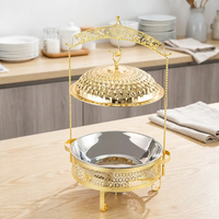Ensemble de réchauds de buffet de luxe en acier inoxydable doré 4,5L/6L/8L avec couvercle suspendu