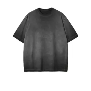 Fabricant de vêtements personnalisé 320g 100% coton t-shirt Vintage déchiré t-shirt lavage à l'acide t-shirt