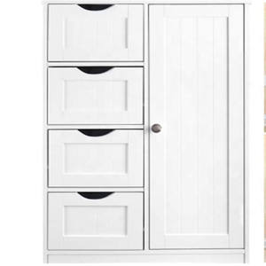 Armario de madera blanco con <span class=keywords><strong>4</strong></span> <span class=keywords><strong>cajones</strong></span>, 1 puerta, ahorro de espacio, para Baño - Product Image 3