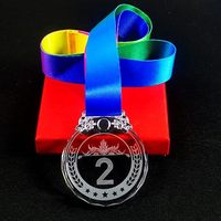 Médailles rondes en métal personnalisables avec impression découpée Gold Silver Bronze Crystal Awards for Sports Meeting Events Ribbon