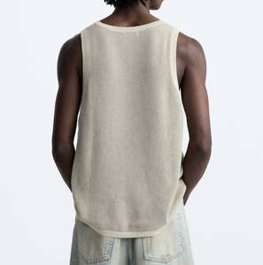 Chalecos de punto de cuello redondo de algodón informales transpirables de verano personalizados chalecos de punto para hombres - Product Image 2