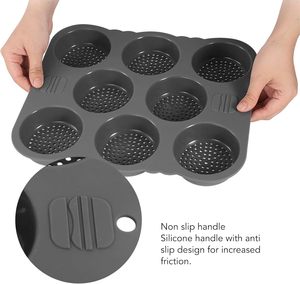 Moule à pain en silicone antiadhésif à 8 cavités pour <span class=keywords><strong>hamburger</strong></span> moules à <span class=keywords><strong>hamburger</strong></span> perforés pour la cuisson de petits pains faits <span class=keywords><strong>maison</strong></span> - Product Image 6