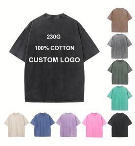 Camiseta Personalizada con Logotipo Vintage Lavada al Ácido, Camiseta Blanca Extra Grande DTG DTF 100% Algodón para Hombre - Product Image 1
