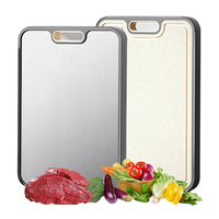 Grande planche à découper double face en titane et paille de blé PP, planche à découper en titane pour cuisine, planche à découper en acier inoxydable