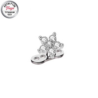 Piercings Corporales de Acero Inoxidable Freya 14G con Adorno de Flor de Zirconia, Microdermales Delicados con Cristal, Joyería Corporal de Cristal