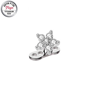 Piercings Corporales de Acero Inoxidable Freya 14G con Adorno de Flor de Zirconia, Microdermales Delicados con Cristal, Joyería Corporal de Cristal - Product Image 5
