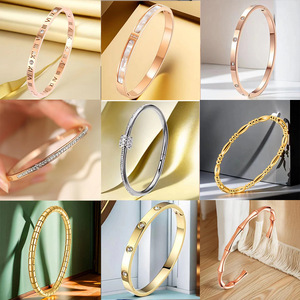 Bracelet femme titane acier europé<span class=keywords><strong>en</strong></span> et américain non-fading bracelet <span class=keywords><strong>en</strong></span> acier inoxydable diamant simple mode tempérament jewe - Product Image 1