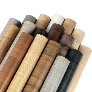 Película decorativa de vinilo de grano de madera de PVC de primera calidad para cubierta de muebles papel adhesivo de PVC en rollo 1,22*50m