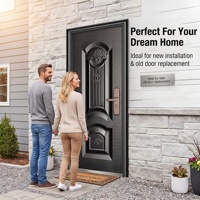 Porte d'entrée en acier à ouverture coulissante, anti-effraction, moderne et économique, avec surface finie, pour appartement et villa