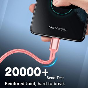 Câble de charge rapide USB A vers C tressé haute vitesse et robuste pour iPhone, iPad, <span class=keywords><strong>AirPods</strong></span>, MacBook, pour la maison, le bureau, la voiture - Product Image 2