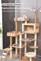 Grand arbre à chat en bois écologique, moderne, avec condo et griffoir en sisal pour grimper, jouer et se reposer