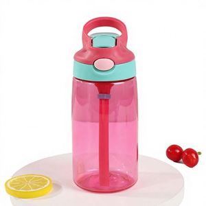Botella de Agua Creativa y Linda con Pajita de Plástico Tritan de 500 ml, Libre de BPA, Ecológica, Portátil, para Niños, Adultos, Estudiantes y Bebés - Product Image 1