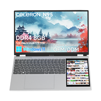 Nuovo Laptop Intel N95 con Doppio Display 15.6"+7", Raffreddamento ad Alte Prestazioni, Uso Aziendale, Tastiera Inglese, Metallo, Windows 11, 16GB RAM, IPS