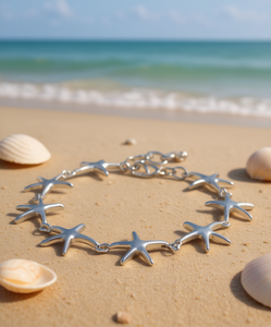 Bracciale a maglie con stella marina, placcato argento, unisex, casual, gioiello di moda - Product Image 2