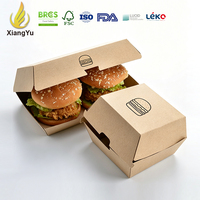 Boîte à hamburger jetable en kraft Xiangyu, emballage en papier pliable pour hamburgers, poulet frit, restaurants de restauration rapide et plats à emporter