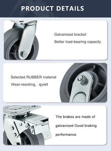 Anpassbare 4-Zoll-Lenkrollen, 5-Zoll-, 6-Zoll-, 8-Zoll-Schwerlast-Festrollen aus TPR-Kunstgummi für Industrieanwendungen - Product Image 5